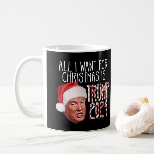 Alles wat ik wil voor Kerstmis is Trump 2024 Koffiemok (Met donut)