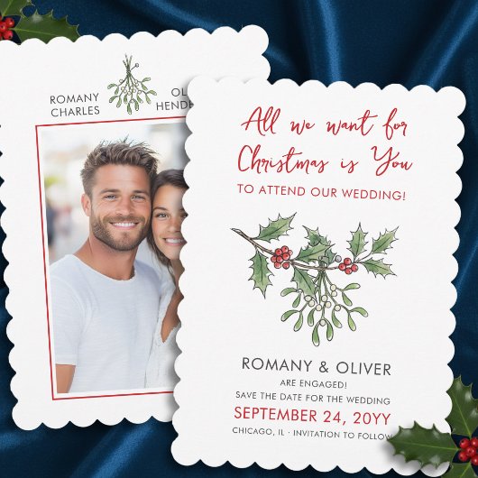 Alles wat ik wil voor Kerstmis Mistletoe Bruiloft Save The Date