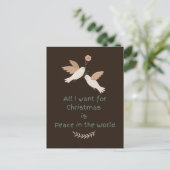Alles wat ik wil voor kerstvrede in de wereldduive briefkaart (Staand voorkant)