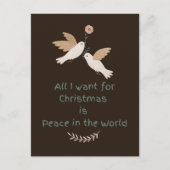 Alles wat ik wil voor kerstvrede in de wereldduive briefkaart (Voorkant)