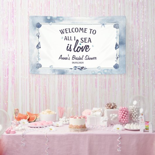 alles wat ik zie is liefde Bruidsdouche Waterverf Spandoek (Feest)