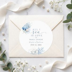 Alles wat ik zie is liefde Bruiloftsdouche Blauwe Ronde Sticker