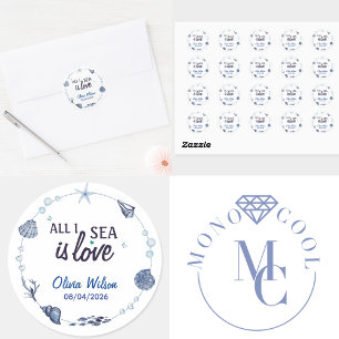 Alles wat ik zie is liefde Nautische Bruidsdouche  Ronde Sticker
