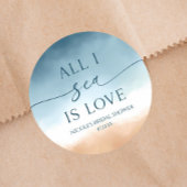 Alles wat ik zie is Liefde Oceaan Strand Bruiloft Ronde Sticker