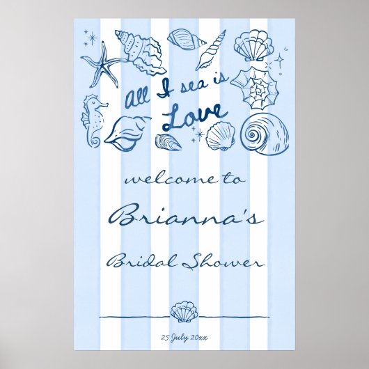 Alles wat ik zie is liefde schelpen bruiloft feest poster (Voorkant)