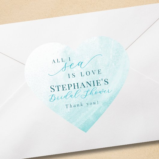 Alles wat ik zie is liefde Turquoise Oceaan Strand Hart Sticker