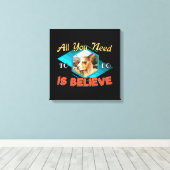 Alles wat je hoeft te doen is geloven - Llama Love Canvas Afdruk (Insitu (Houten vloer))