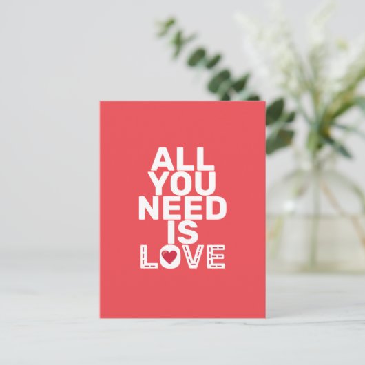 Alles wat je nodig hebt, is een liefdeshartstiter  briefkaart (Staand voorkant)