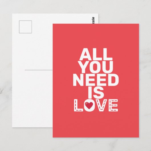 Alles wat je nodig hebt, is een liefdeshartstiter  briefkaart (Voorkant / Achterkant)