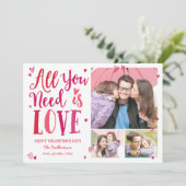 Alles wat je nodig hebt is een Valentijnsdag-liefd Feestdagenkaart (Staand voorkant)