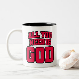 Alles wat je nodig hebt is God Tweekleurige Koffiemok