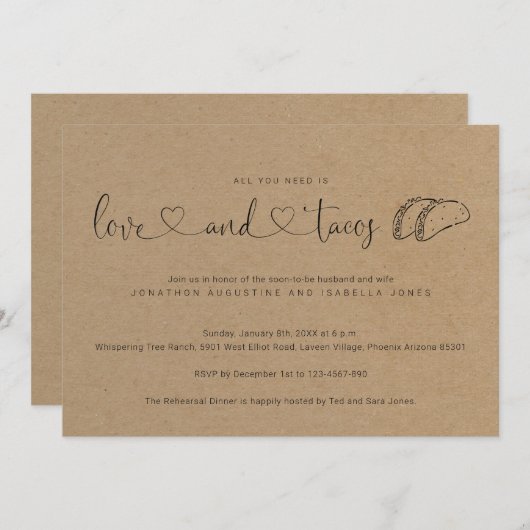 Alles wat je nodig hebt is het avondeten en het Ta Kaart (Voorkant / Achterkant)