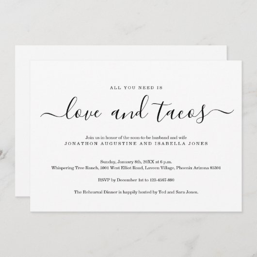 Alles wat je nodig hebt is het avondeten en het Ta Kaart (Voorkant / Achterkant)