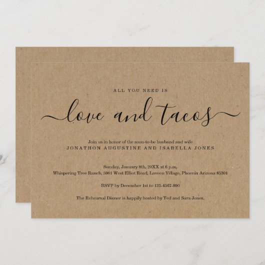 Alles wat je nodig hebt is het avondeten en het Ta Kaart (Voorkant / Achterkant)