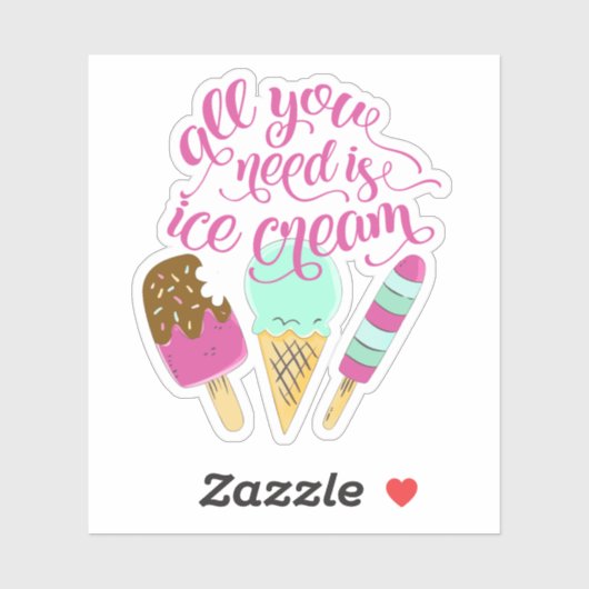 Alles wat je nodig hebt is Ice Cream Schattige en Sticker (Vel)