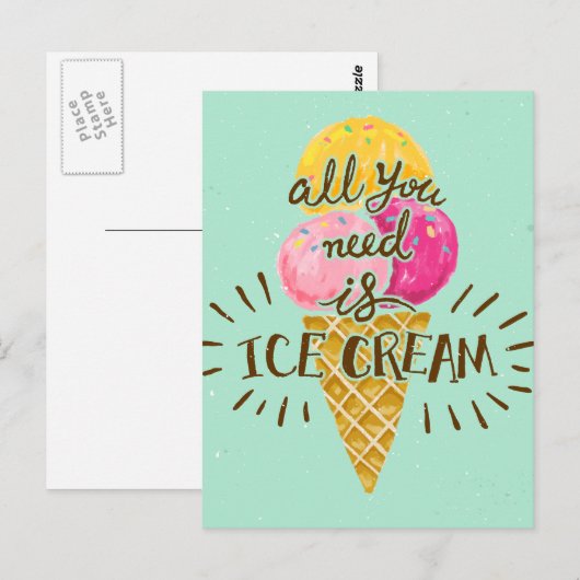 Alles wat je nodig hebt is ijstypografie  kunst briefkaart (Voorkant / Achterkant)