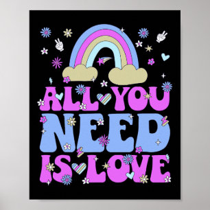 Alles wat je nodig hebt is liefde 60s 70s Retro Gr Poster
