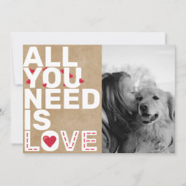 Alles wat je nodig hebt is liefde Aangepaste foto  Feestdagenkaart