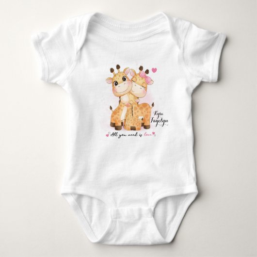 Alles wat je nodig hebt is liefde Baby Giraffe Romper (Voorkant)