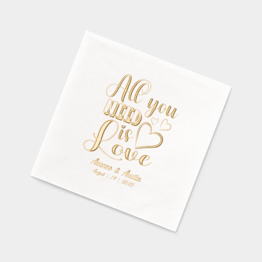 Alles wat je nodig hebt is liefde bruiloft Folie g Folie Servetten (Links)