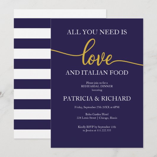 Alles wat je nodig hebt is liefde bruiloft repetit kaart (Voorkant / Achterkant)