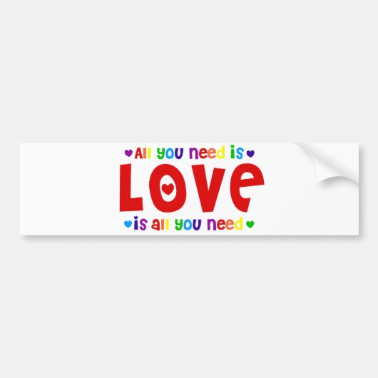 Alles wat je nodig hebt is liefde bumpersticker (Voorkant)