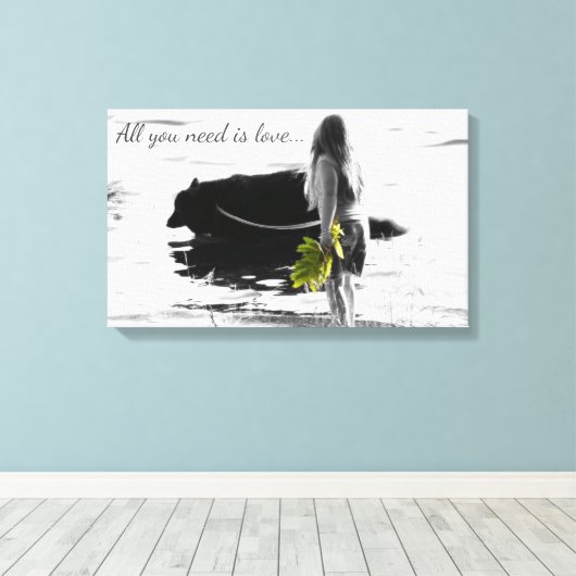 Alles wat je nodig hebt is liefde canvas afdruk (Insitu (Houten vloer))