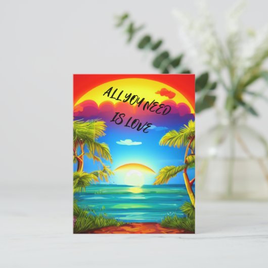 Alles wat je nodig hebt is liefde Caribisch tropis Feestdagenkaart (Staand voorkant)