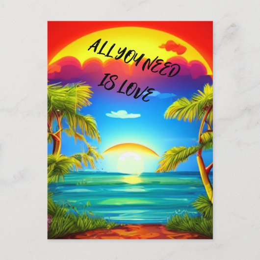 Alles wat je nodig hebt is liefde Caribisch tropis Feestdagenkaart (Voorkant)