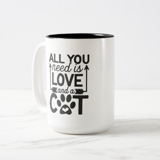 Alles wat je nodig hebt is liefde - Cat Coffee Mok (Voorkant links)