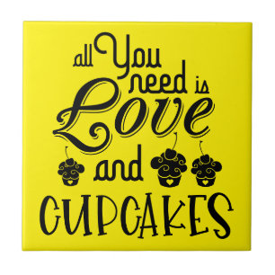 Alles wat je nodig hebt is liefde cupcakes citaat  tegeltje