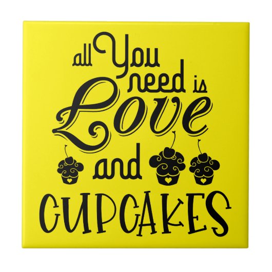 Alles wat je nodig hebt is liefde cupcakes citaat  tegeltje (Voorkant)