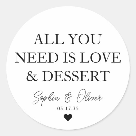 ALLES WAT JE NODIG HEBT IS LIEFDE DESSERT Hart bru Ronde Sticker (Voorkant)