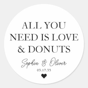ALLES WAT JE NODIG HEBT IS LIEFDE DONUTS hart brui Ronde Sticker