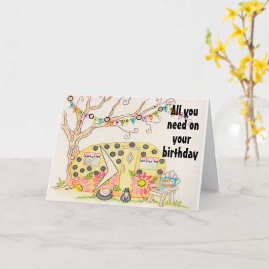 ALLES WAT JE NODIG HEBT IS LIEFDE / EEN CAMPER / M KAART (Gele Bloem)