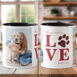 Alles wat je nodig hebt is liefde & een hond perso mok<br><div class="desc">Introductie van de Love with Paw Print Coffee Mok - de perfecte aanvulling op het collectie van elk hondenliefhebber. Deze moderne en stijlvolle mok heeft een gedurfd ontwerp dat zeker in de gaten zal worden gehouden. Met chique roze accenten en schattige pootafdrukken is deze mok zowel schattig als functioneel. Gemaakt...</div>