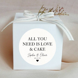 ALLES WAT JE NODIG HEBT IS LIEFDE EN CAKE Heart br Ronde Sticker