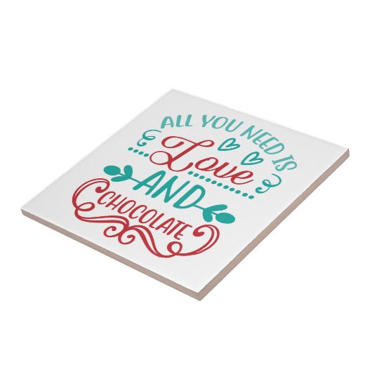 Alles wat je nodig hebt is liefde en chocolade tegeltje (Zijkant)