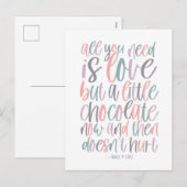 Alles wat je nodig hebt is liefde en chocolade Val Feestdagenkaart (Voorkant / Achterkant)
