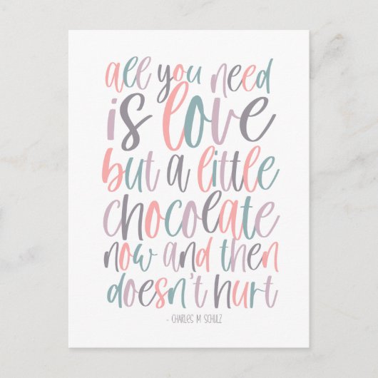 Alles wat je nodig hebt is liefde en chocolade Val Feestdagenkaart (Voorkant)