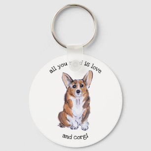 Alles wat je nodig hebt is liefde en corgi sleutelhanger