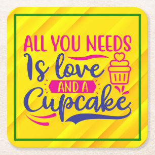 Alles wat je nodig hebt is Liefde En Cupcake-67518 Kartonnen Onderzetters