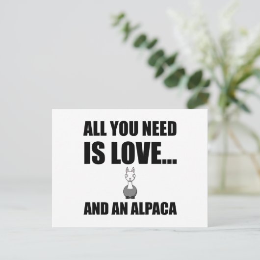 Alles wat je nodig hebt, is liefde en een Alpaca F Briefkaart (Staand voorkant)