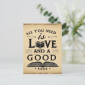 Alles wat je nodig hebt is liefde en een goed boek briefkaart (Staand voorkant)