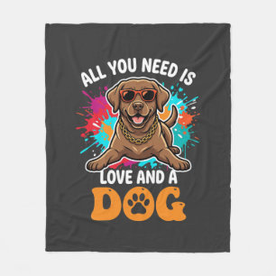Alles wat je nodig hebt is liefde en een hond graf fleece deken