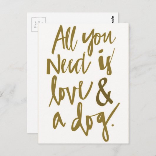 Alles wat je nodig hebt is liefde en een hond met briefkaart (Voorkant / Achterkant)