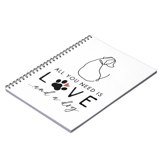 Alles wat je nodig hebt is liefde en een hond notitieboek (Linkerzijde)