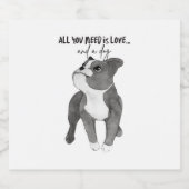 Alles wat je nodig hebt is liefde en een hond sparkling wijnetiket (Enkel label)