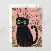 Alles wat je nodig hebt is liefde... En een kat Briefkaart (Voorkant / Achterkant)