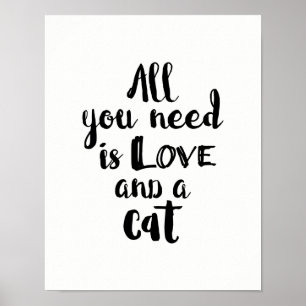 Alles wat je nodig hebt is liefde en een kat poster